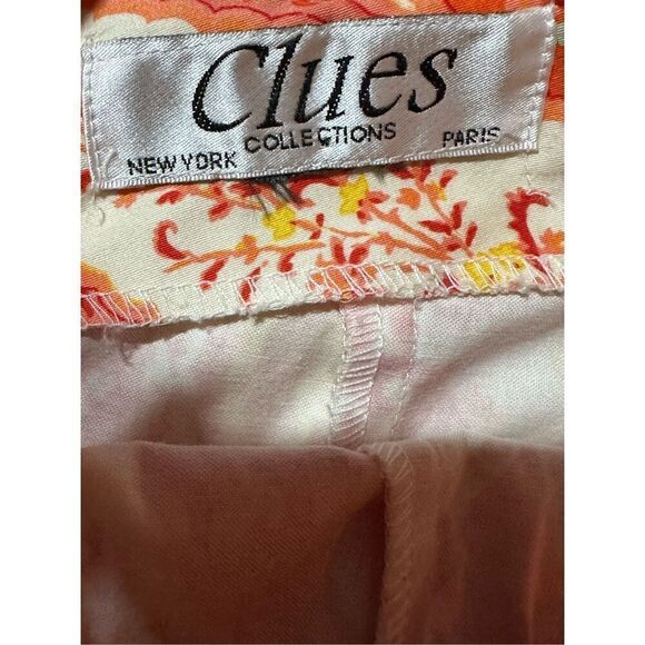 Clues Collection Strapless Tie Back Paisley Orange Dress Tropical Vacation Sz L - Picture 2 of 9